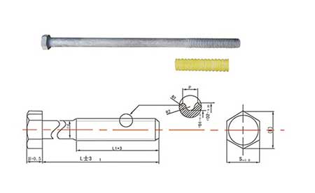 Arc Hex Head Joint Bolt Round Thread