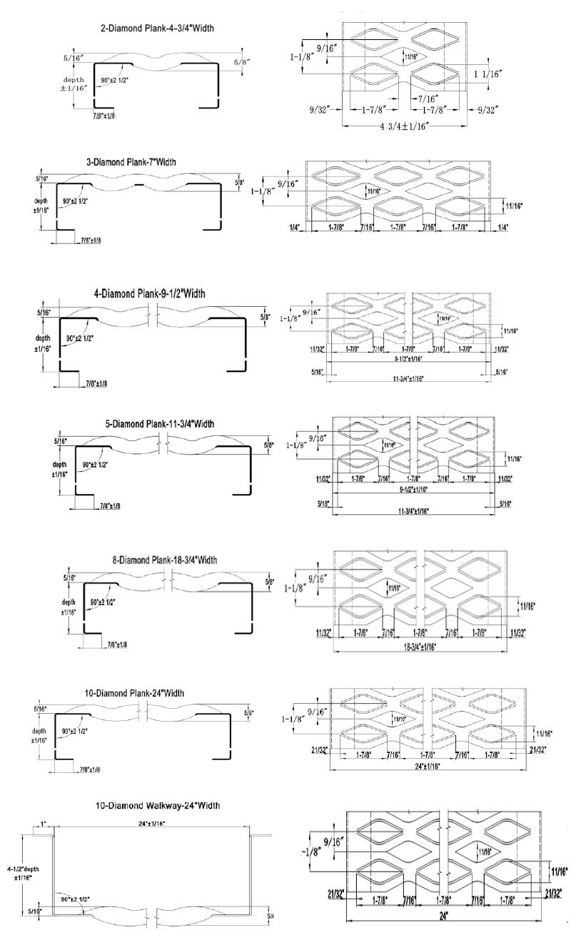 Diamond Plank Safety Grating Types